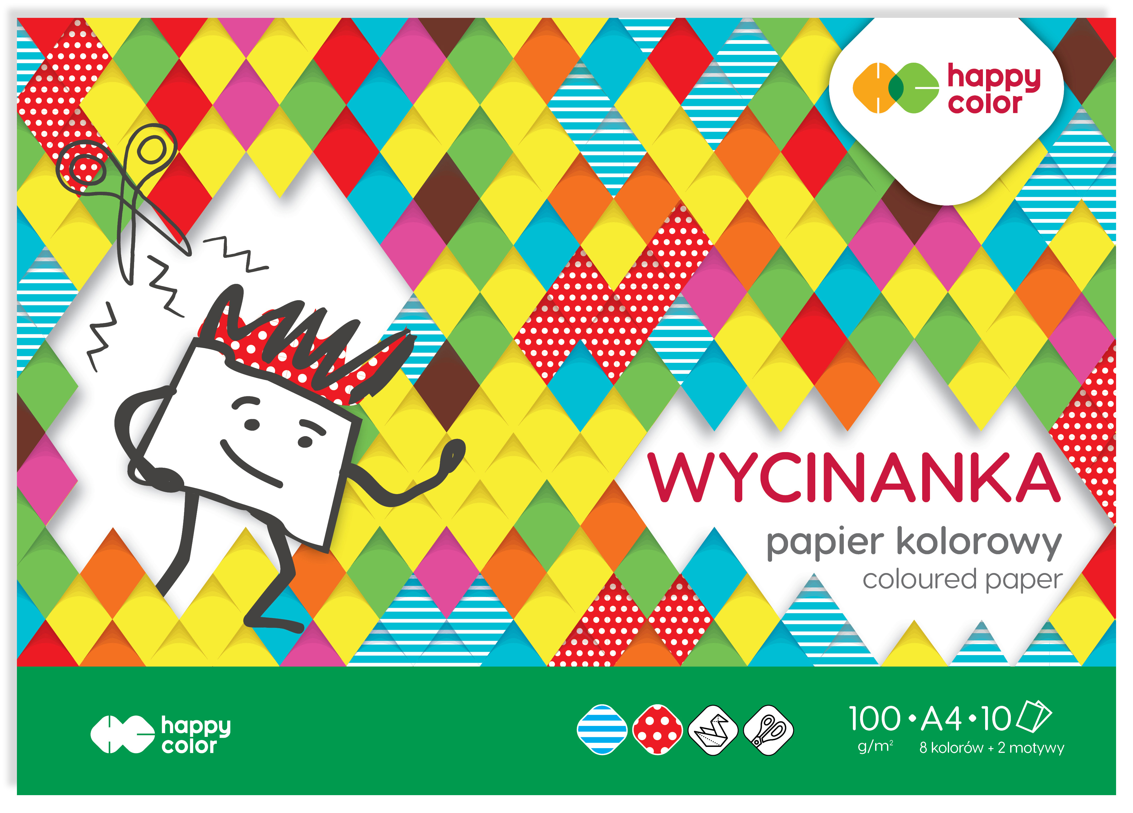 Blok wycinanka A4, 100 g/m2, zestaw 10 arkuszy, Happy Color | espryciarze.pl |Weź najlepszą cenę!