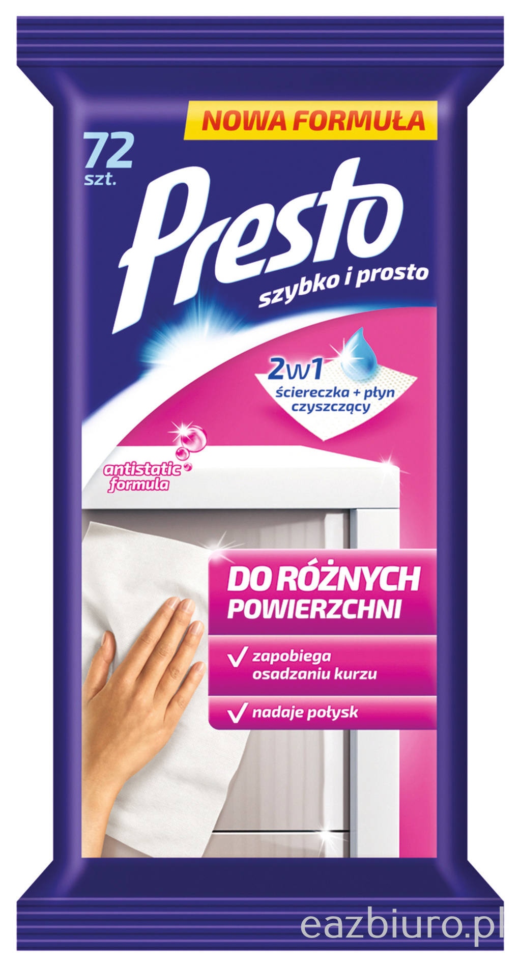 Ściereczki nawilżane Presto do różnych powierzchni zestaw 72 sztuk. | espryciarze.pl |Kup w super cenie!