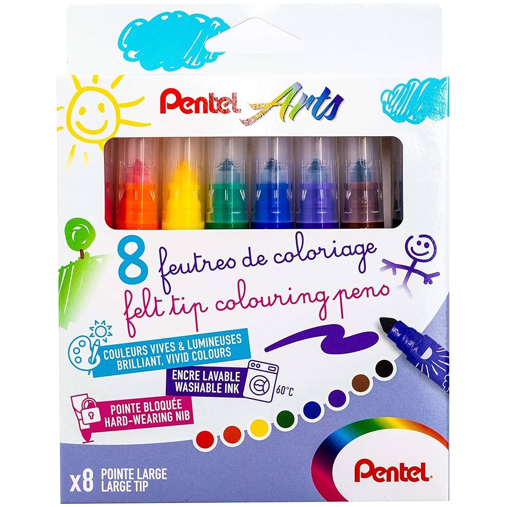 Pisaki flamastry spieralne DLa dzieci Pentel 8 kolorów | espryciarze.pl |Zamów natychmiast!