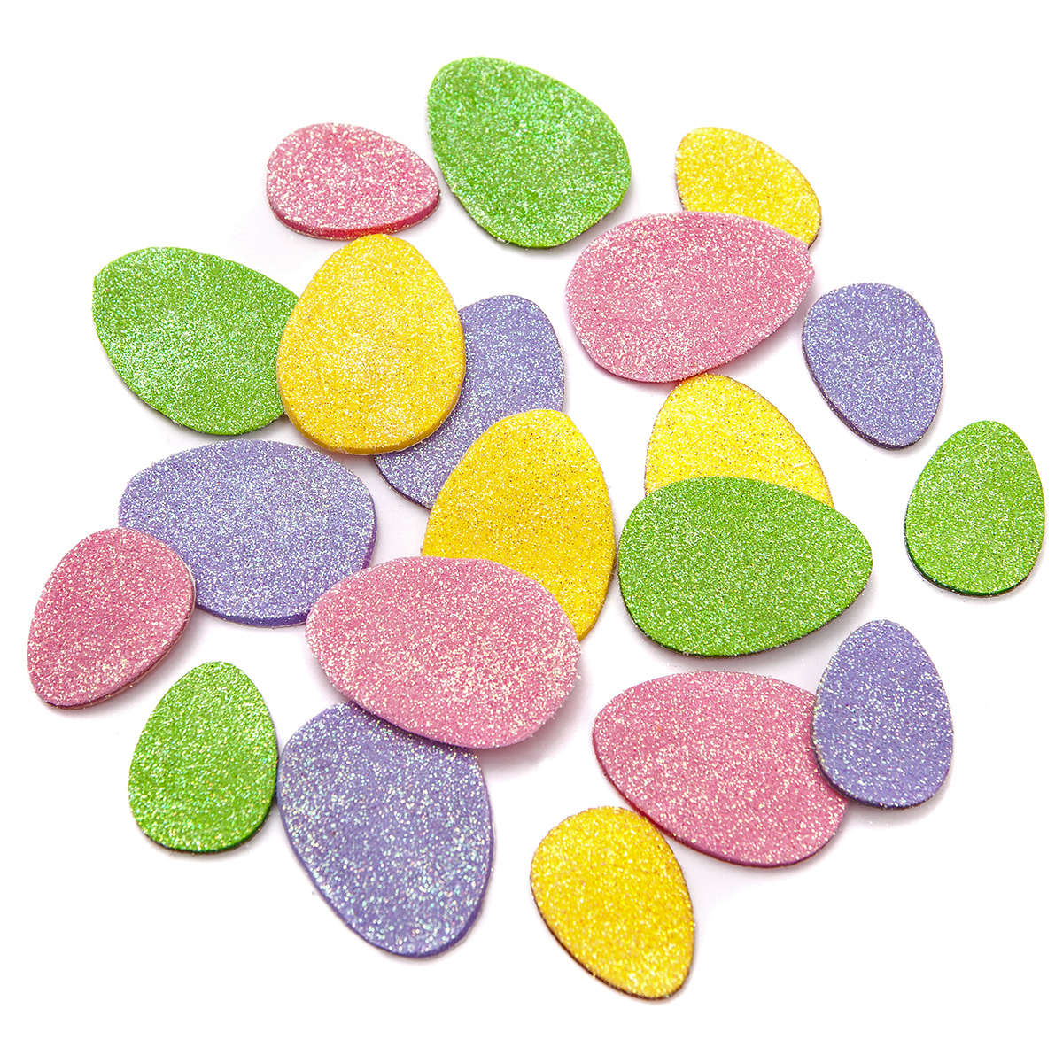 Brokatowe naklejki z pianki - pastelowe jajka, zestaw 20 sztuk | espryciarze.pl |Kup od ręki!