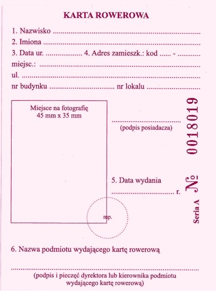 Druk karta rowerowa dla uczniów | espryciarze.pl |Zamów natychmiast!