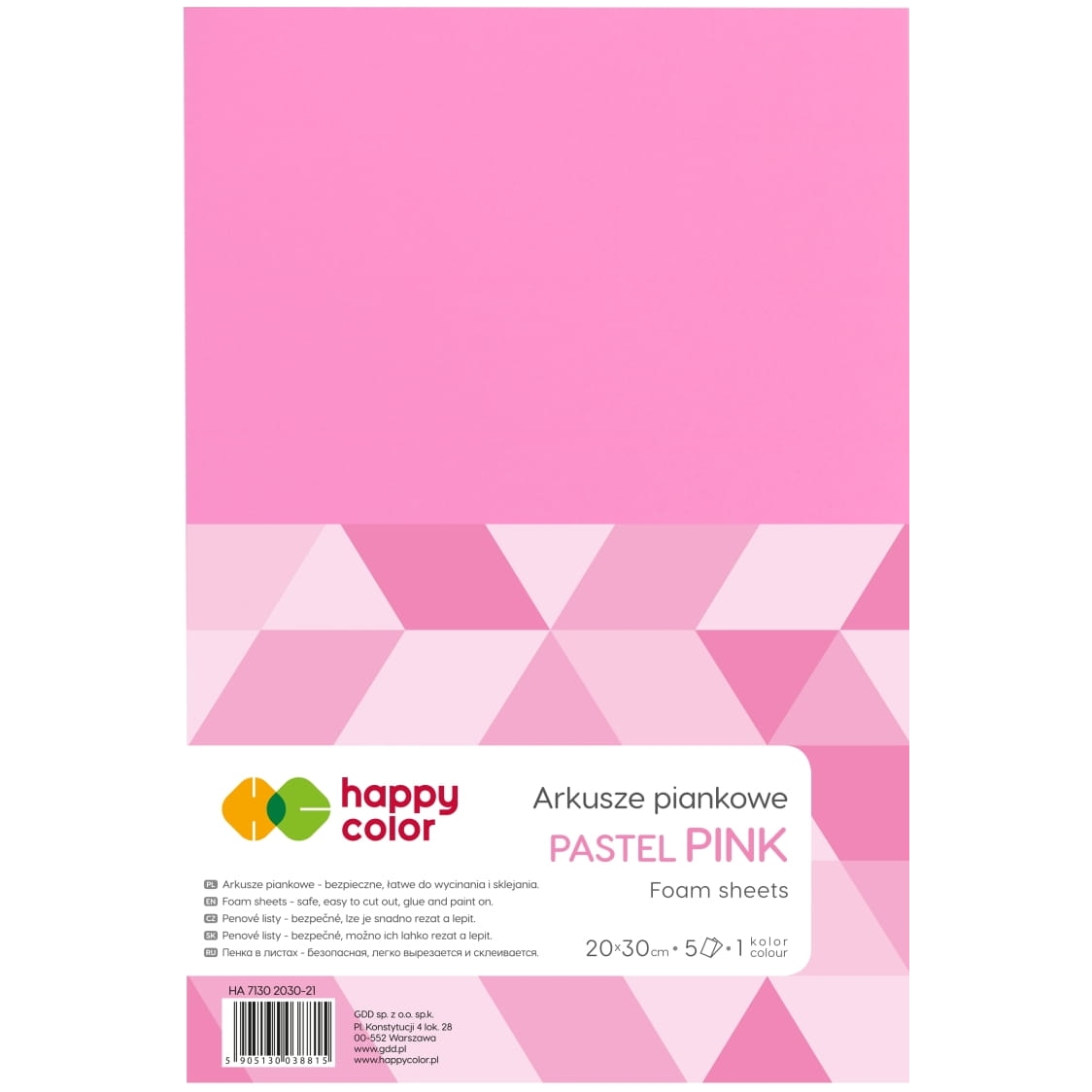 Arkusze piankowe A4, zestaw 5 sztuk, różowy pastelowy, Happy Color | espryciarze.pl |Weź najlepszą cenę!