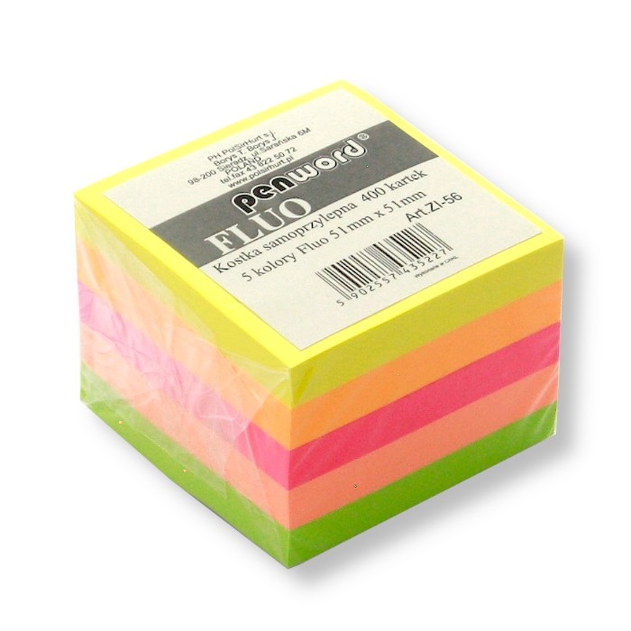 Kostka samoprzylepna 5 kolorów fluo 51x51 mm 400 kartek | espryciarze.pl |Zamów dziś!