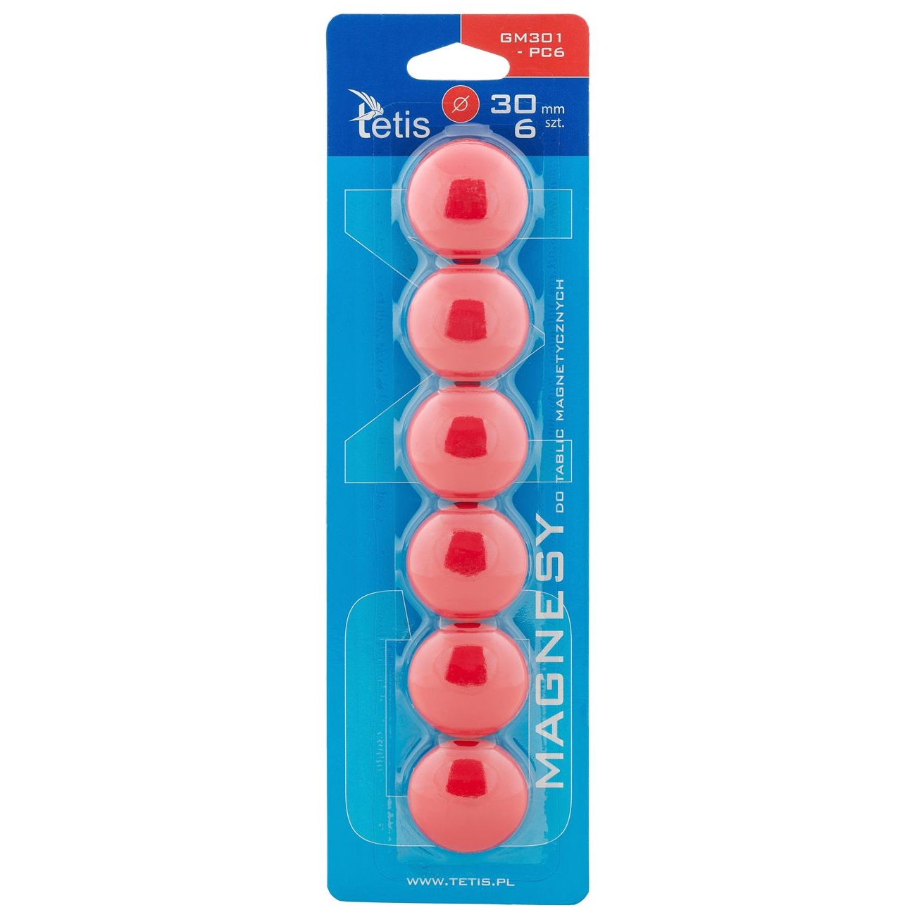 Magnesy Tetis gładkie czerwone 30 mm zestaw 6 sztuk | espryciarze.pl |Kup teraz!