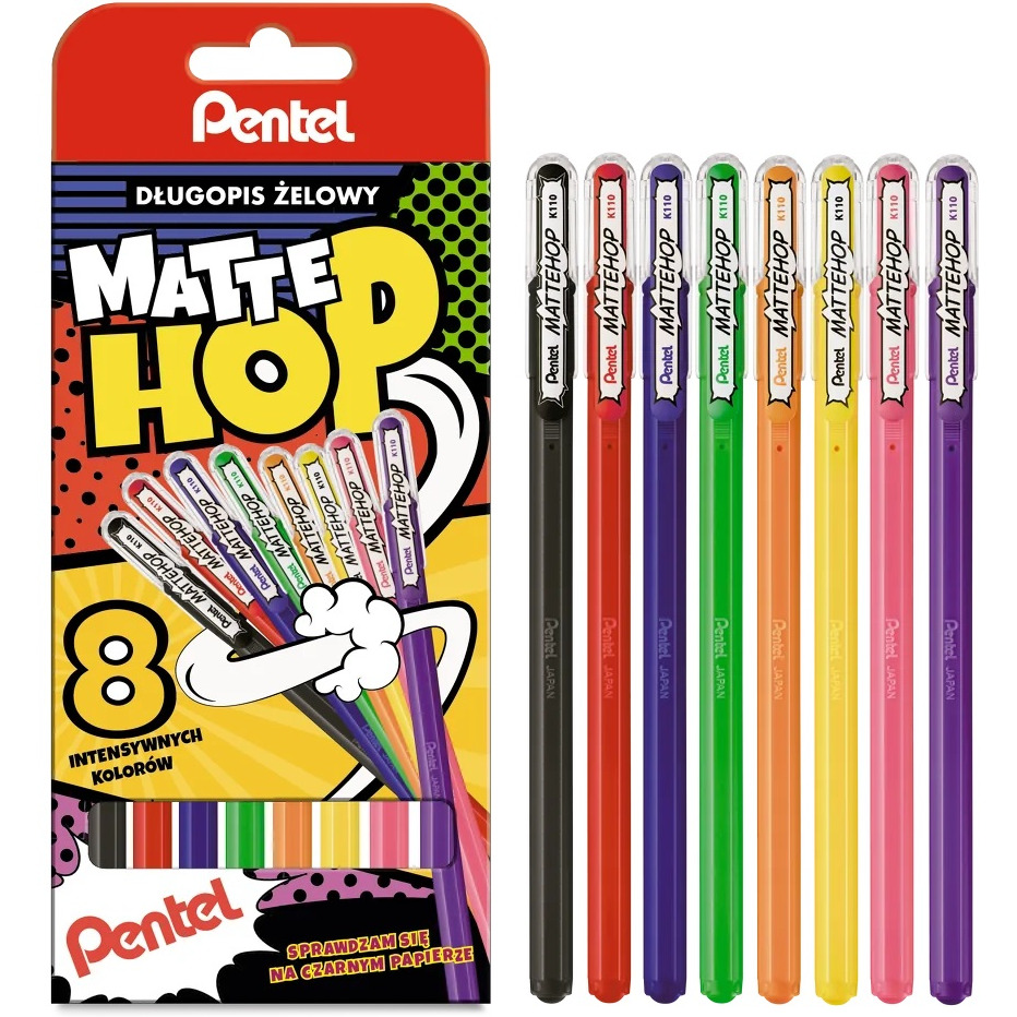 Długopis żelowy mattehop 1 mm zestaw Pentel 8 sztuk. | espryciarze.pl |Działaj teraz!