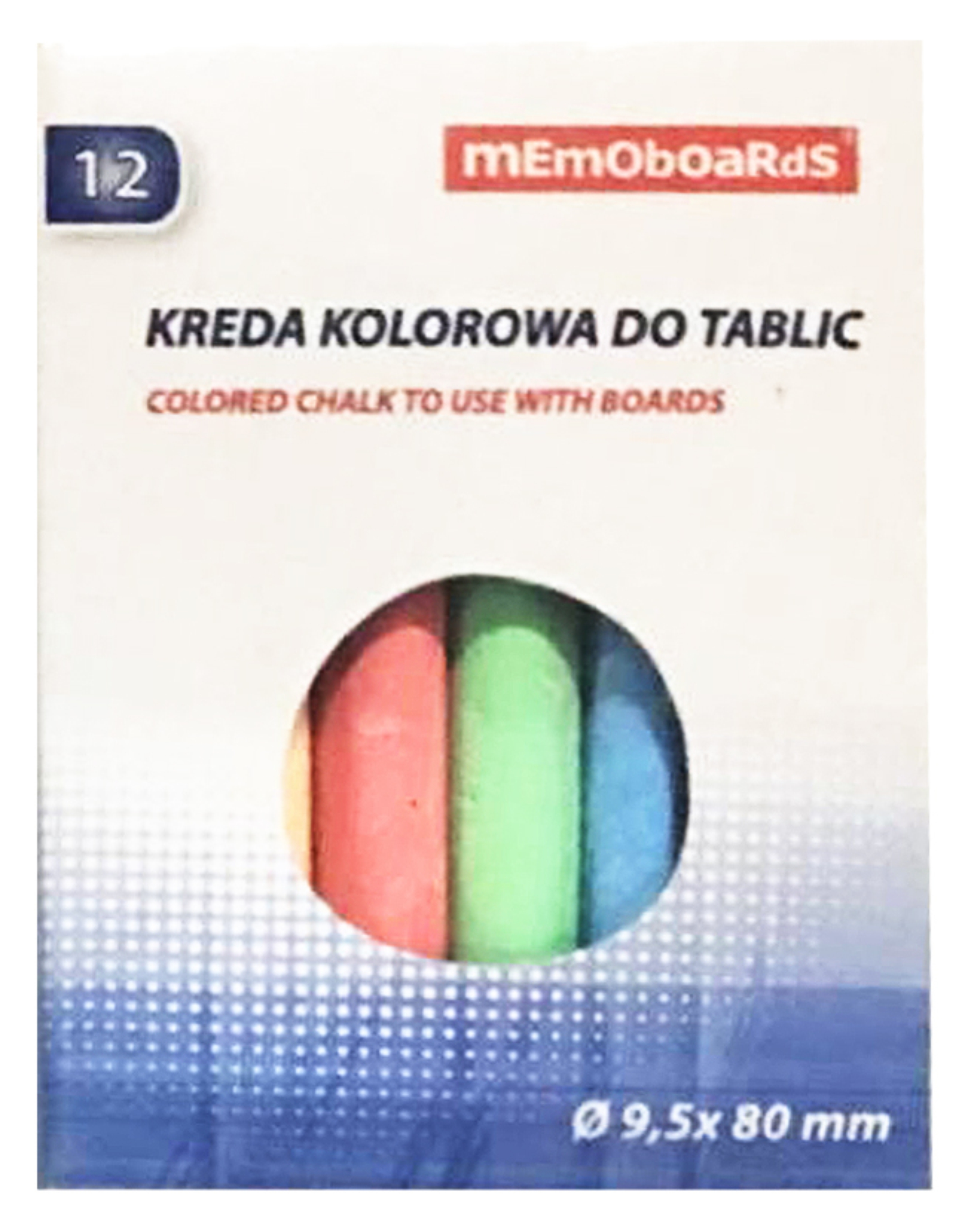 Kreda kolorowa do tablic Memoboards 12 kolorów w kartoniku 9,5x80 mm | espryciarze.pl |Zgarnij ofertę!