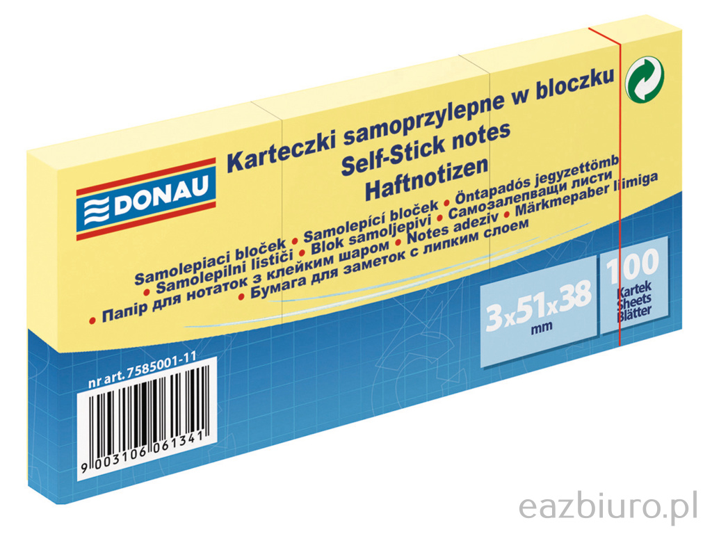 Bloczek samoprzylepny Donau, 38x51mm, 3szt | espryciarze.pl | Zrób dobry zakup