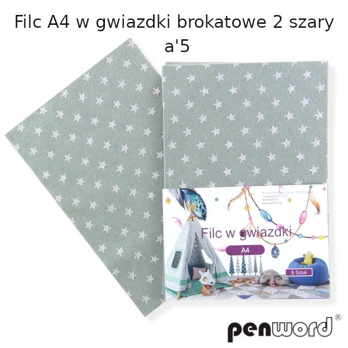 Filc A4 w gwiazdki brokatowe 2 szary a'5 | espryciarze.pl |Kup w super cenie!