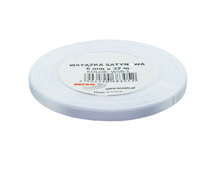 Wstążka satynowa Brewis 6 mm biała | espryciarze.pl |Działaj teraz!