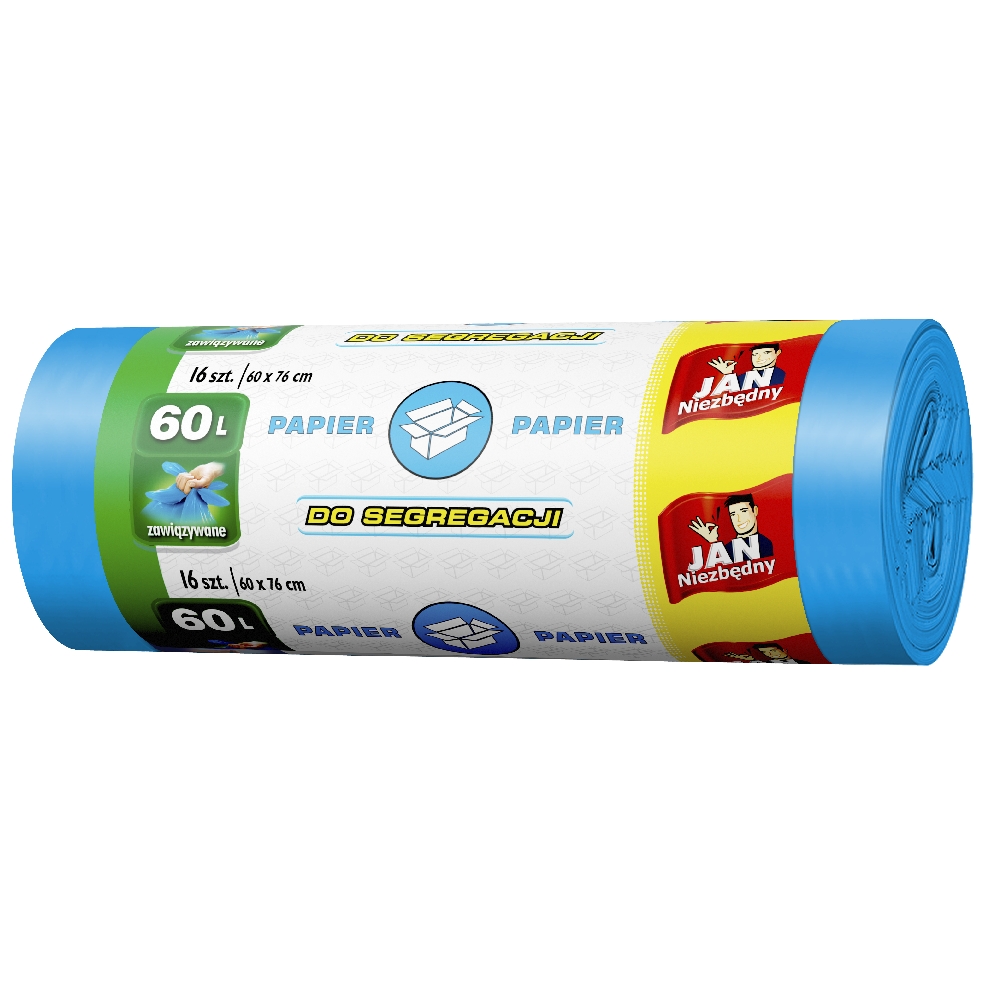 Worki na śmieci - papier, niebieskie easy-pack Jan Niezbędny 60 l zestaw 16 sztuk. | espryciarze.pl |Zamów online!