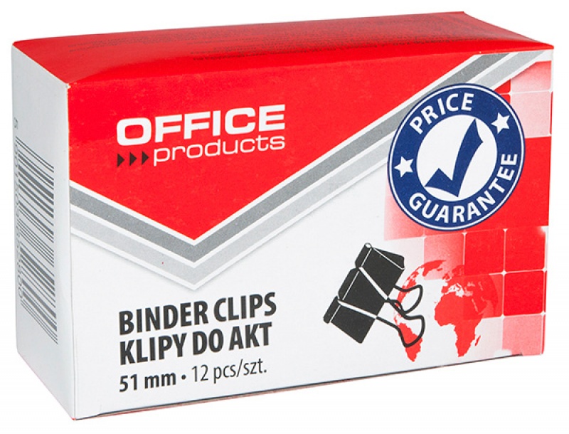 Klipy do dokumentów Office Products, 51 mm, zestaw 12 sztuk., czarne | espryciarze.pl |Zamów online!