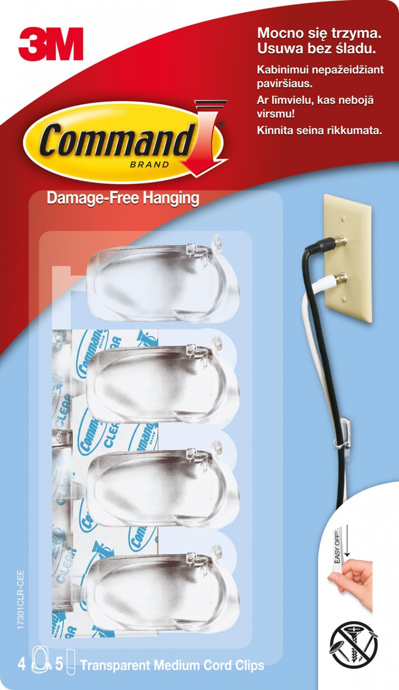 Uchwyty do kabli command™ (17301 pl), średnie, transparentny | espryciarze.pl |Zgarnij ofertę!