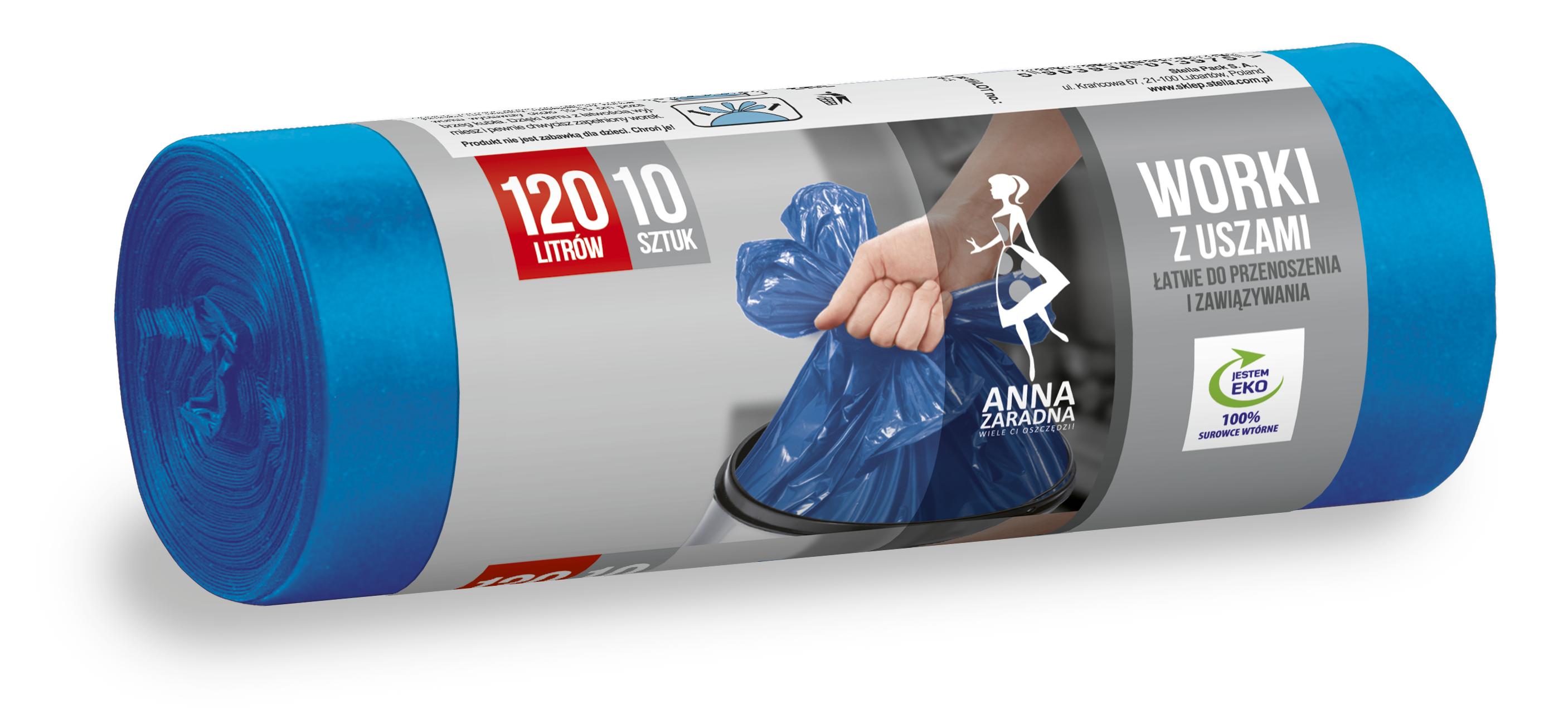 Worki na śmieci 120 l zestaw 10sztuk z uszami niebieskie | espryciarze.pl |Weź najlepszą cenę!