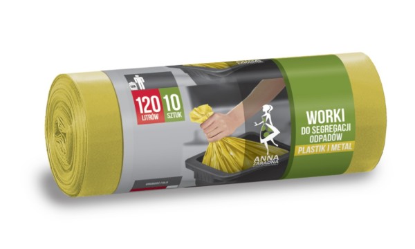 Worki do segregacji odpadów Anna Zaradna, metal, Plastik, 120 l, zestaw 10 sztuk., żółte | espryciarze.pl |Nie zwlekaj!