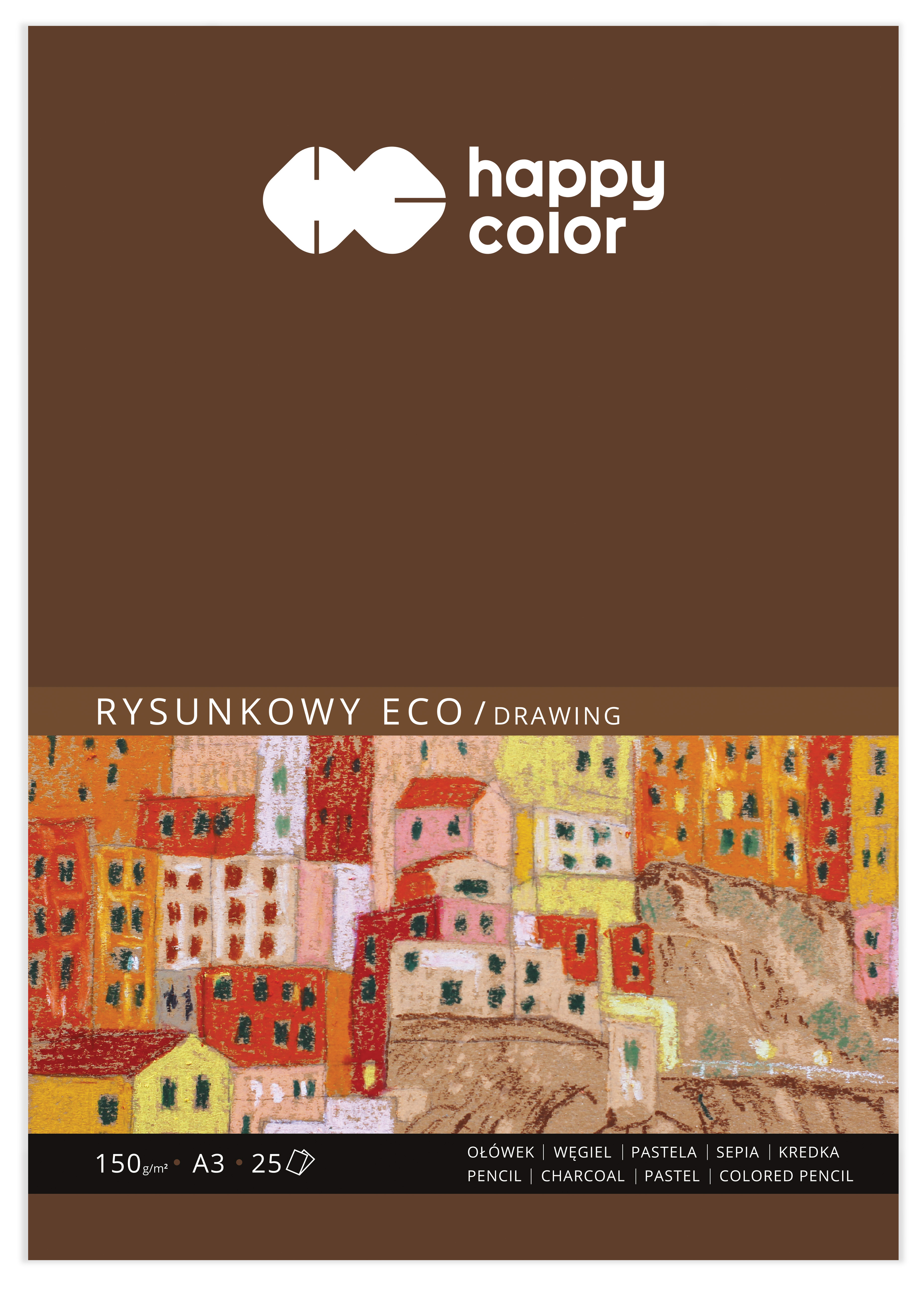 Blok rysunkowy eco art A4, zestaw 25 arkuszy, 150 g/m2, Happy Color | espryciarze.pl |Kup taniej!
