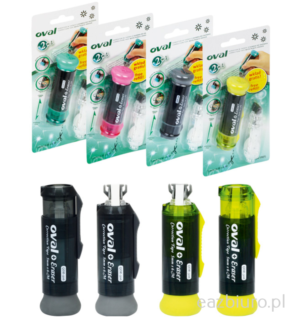 Korektor Oval w taśmie 5 mm x 6 m - qdr-506 gumka + wkład gratis | espryciarze.pl |Złap promocję!