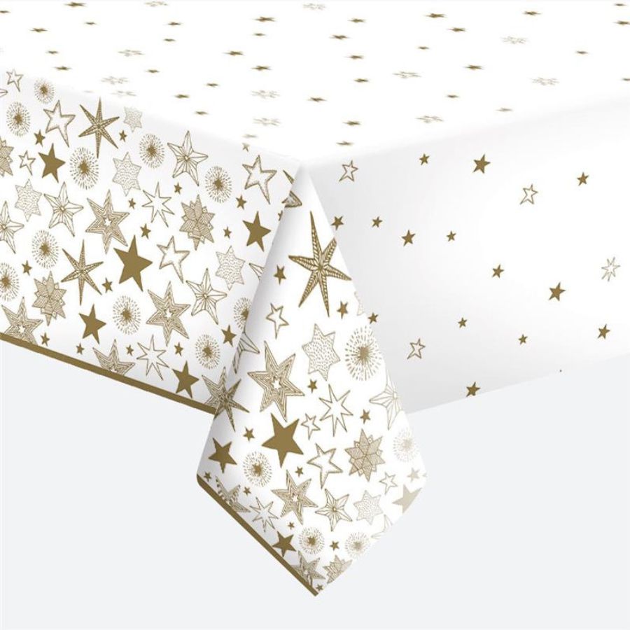 Obrus papierowy złote gwiazdki 120 x 180 cm zestaw 1 sztuk. POLMAK | espryciarze.pl |Weź najlepszą cenę!