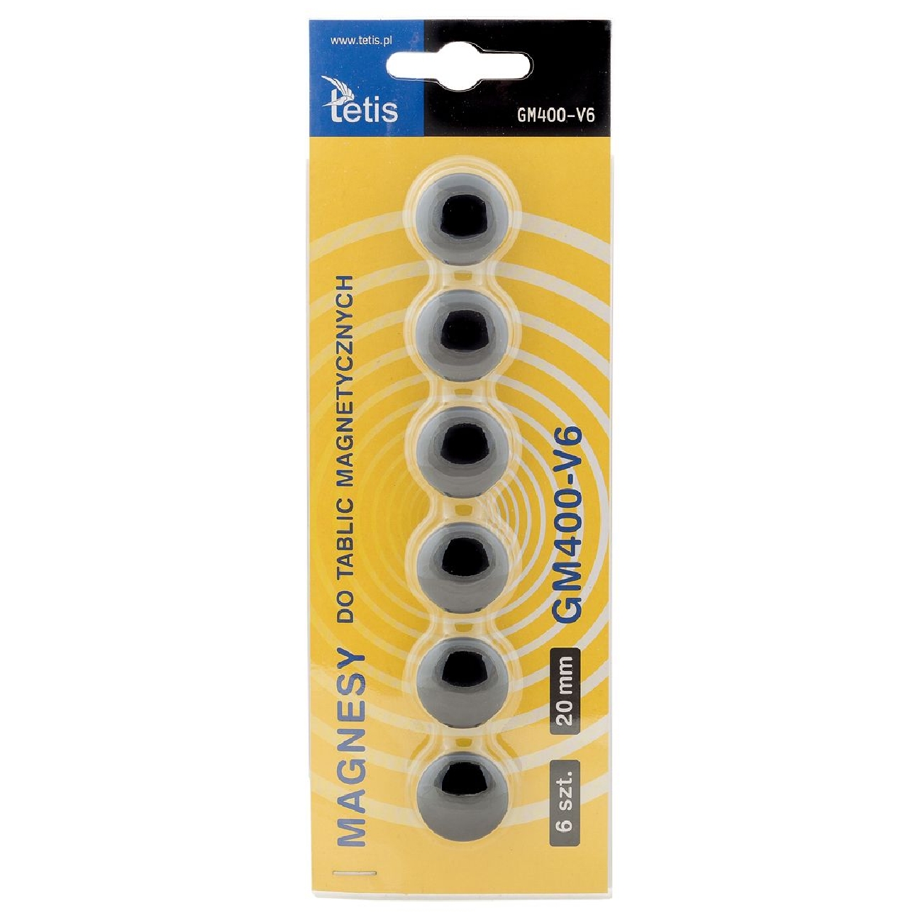 Magnesy Tetis gładkie czarne 20 mm zestaw 6 sztuk | espryciarze.pl |Zamów dziś!