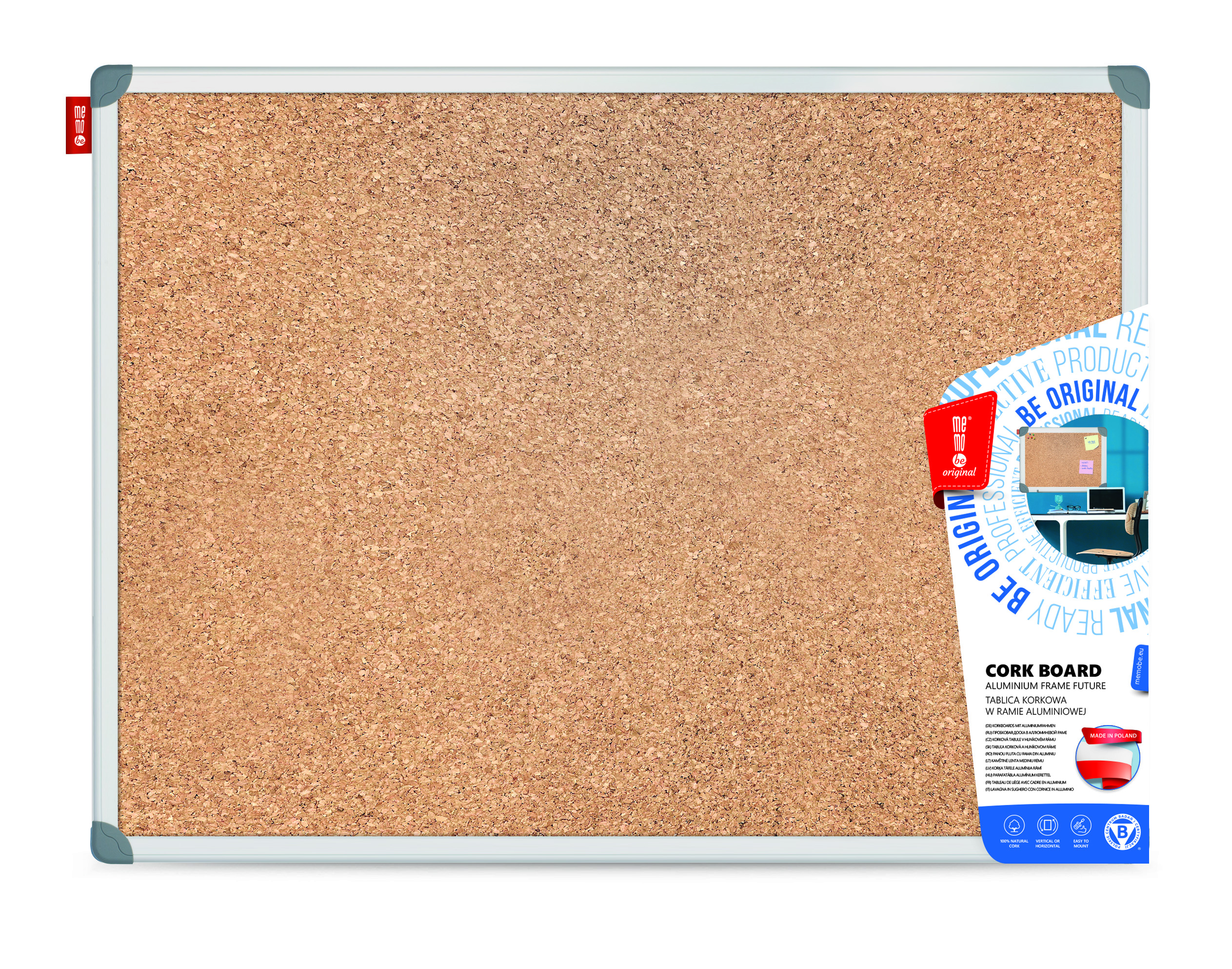 Tablica korkowa Memobe, rama alu future 90x60 | espryciarze.pl | Chwyć najlepszą cenę