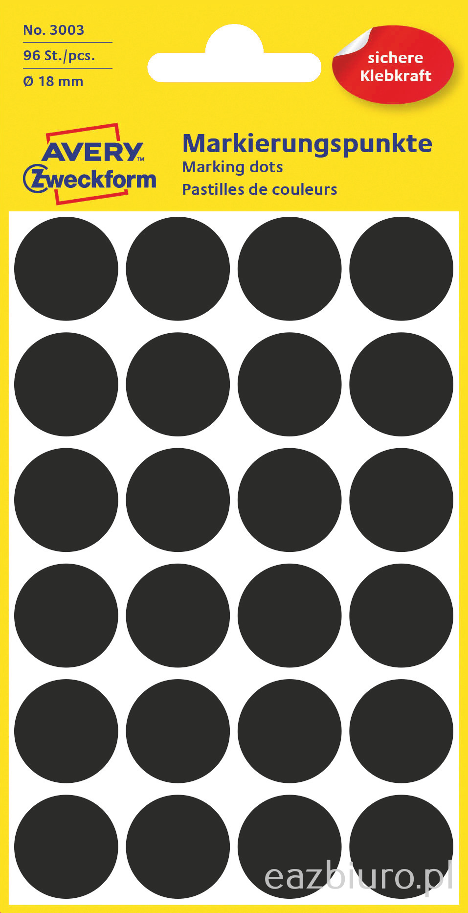 Etykiety kółeczka do zaznaczania, zf3003 czarne śr18 mm | espryciarze.pl |Kup w super cenie!