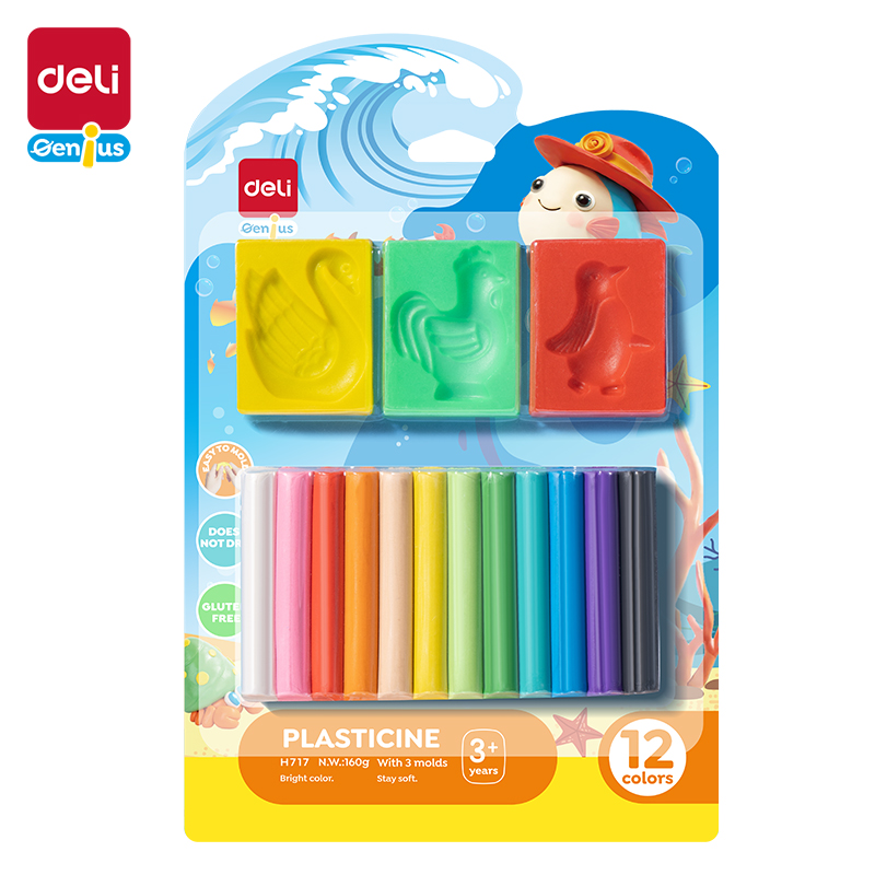 Plastelina Deli EH717 12 kolorów - zestaw z foremkami | espryciarze.pl |Kup w super cenie!