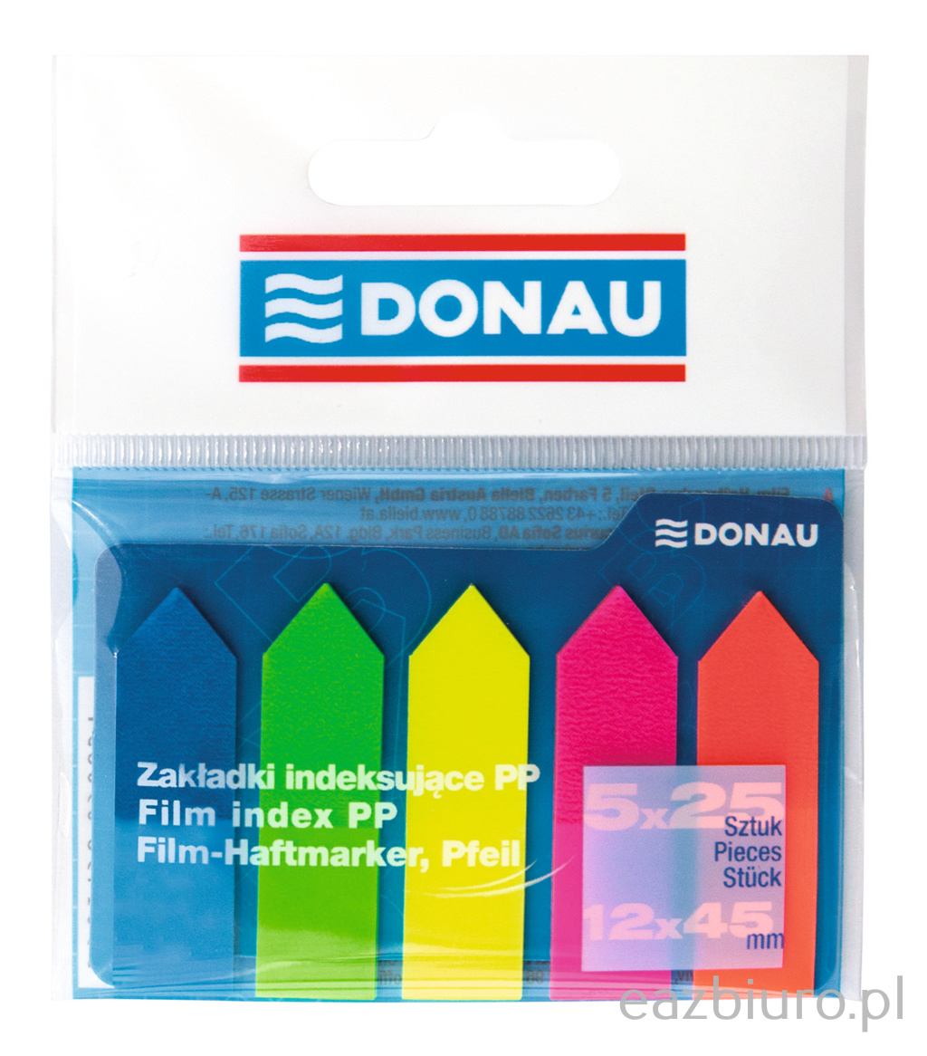 Zakładki indeksujące Donau 12 x 45 mm strzałka 5 x 25 kartek mix kolorów | espryciarze.pl |Zamów natychmiast!
