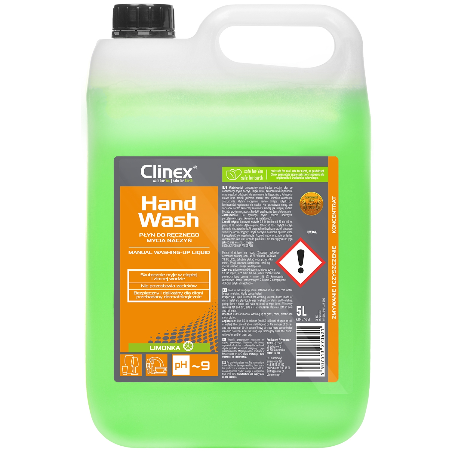 Clinex Handwash 77-051 płyn do mycia naczyń 5 l limonka | espryciarze.pl |Sprawdź ofertę!