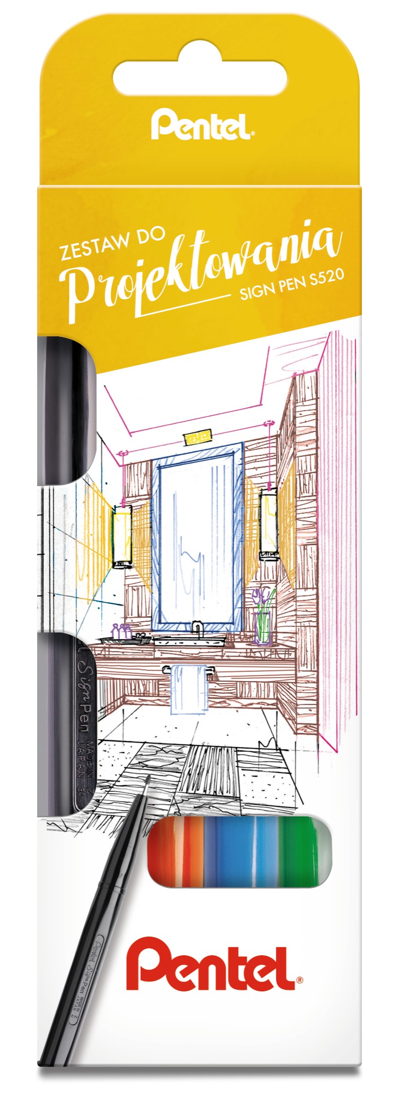Zestaw 4 pisaków flamastrów Pentel s520 abcd | espryciarze.pl |Kup teraz!
