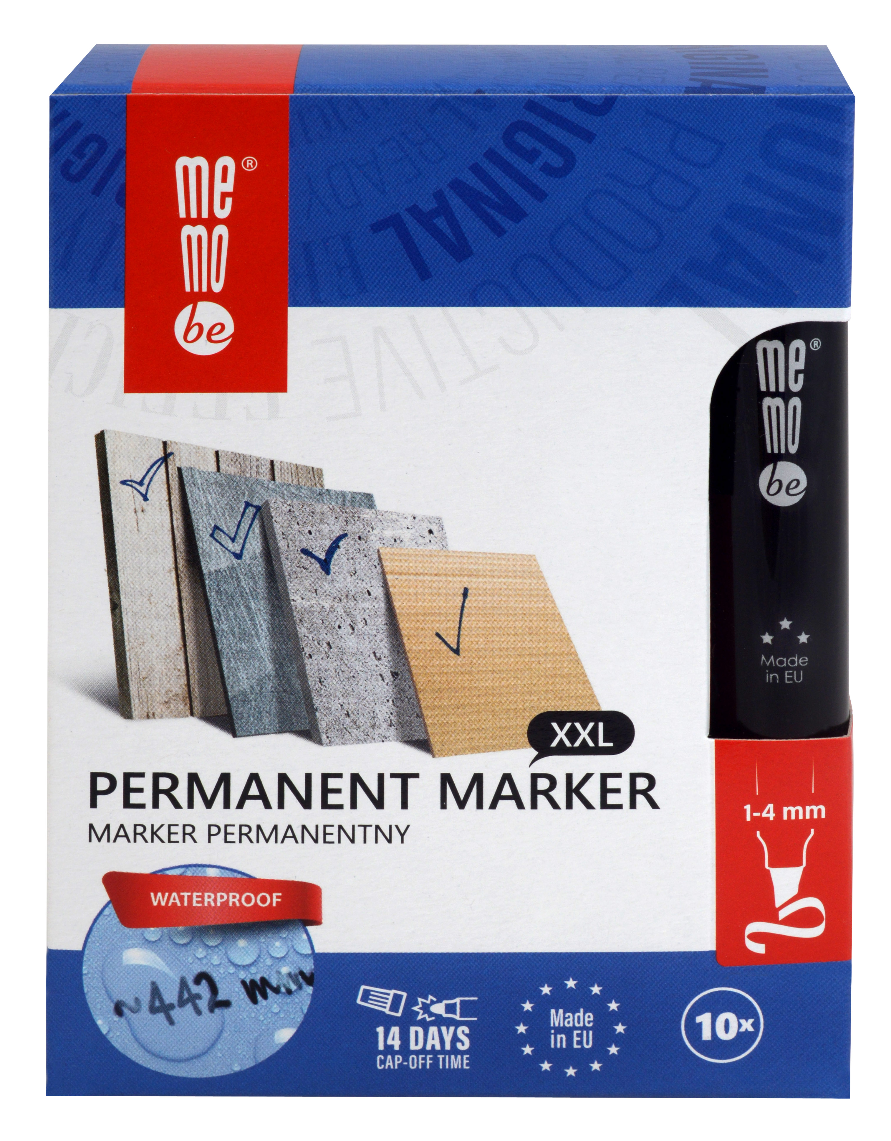 Marker permanentny m201 Memobe końcówka ścięta 1-4 mm czerwony | espryciarze.pl |Kup teraz!