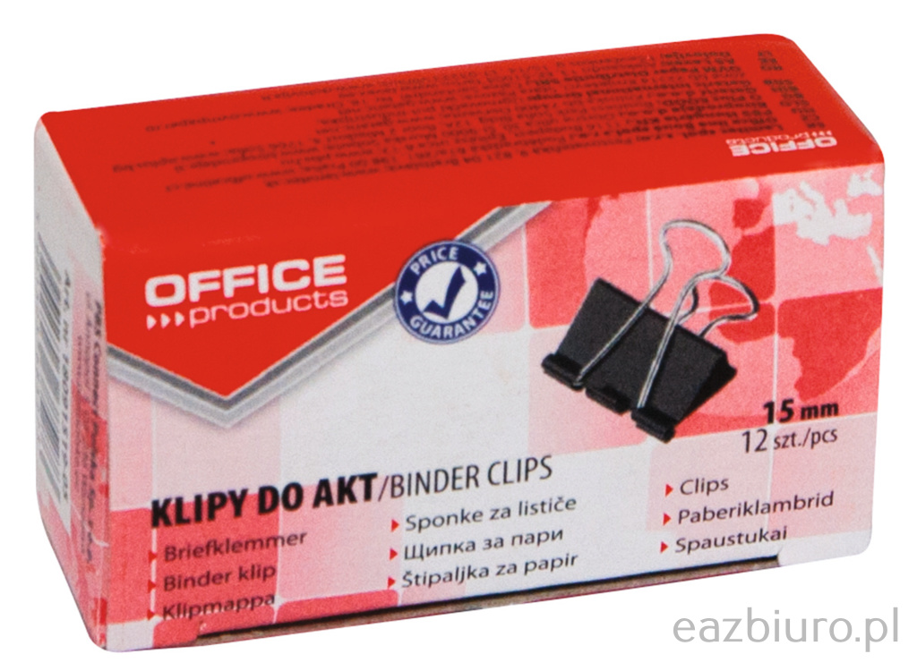 Klipy do dokumentów Office Products, 15mm, 12szt | espryciarze.pl | Skorzystaj z naszej oferty