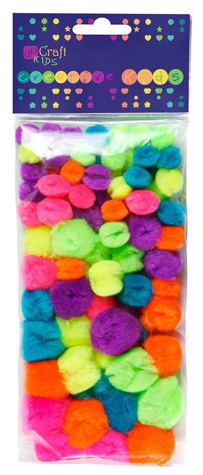 Pompony akrylowe mix neon, zestaw 78 sztuk. | espryciarze.pl |Kliknij i kup!