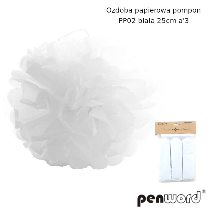 Ozdoba papierowa pompon pp02 biała 25 cm a'3 | espryciarze.pl |Skorzystaj teraz!