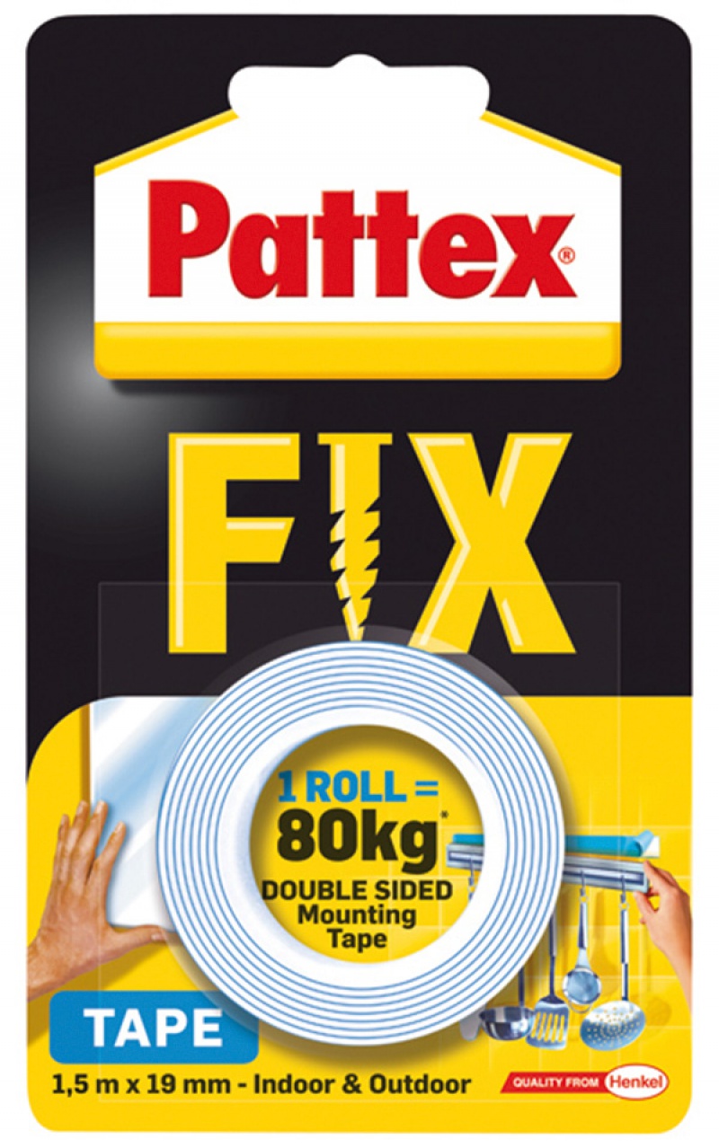 Ż-Taśma dwustronna Pattex fix, 1,5m x 19mm, 80kg | espryciarze.pl | Skorzystaj z naszej oferty