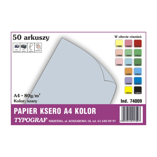 Papier ksero A4 szary 80 g/50ark | espryciarze.pl |Złap promocję!