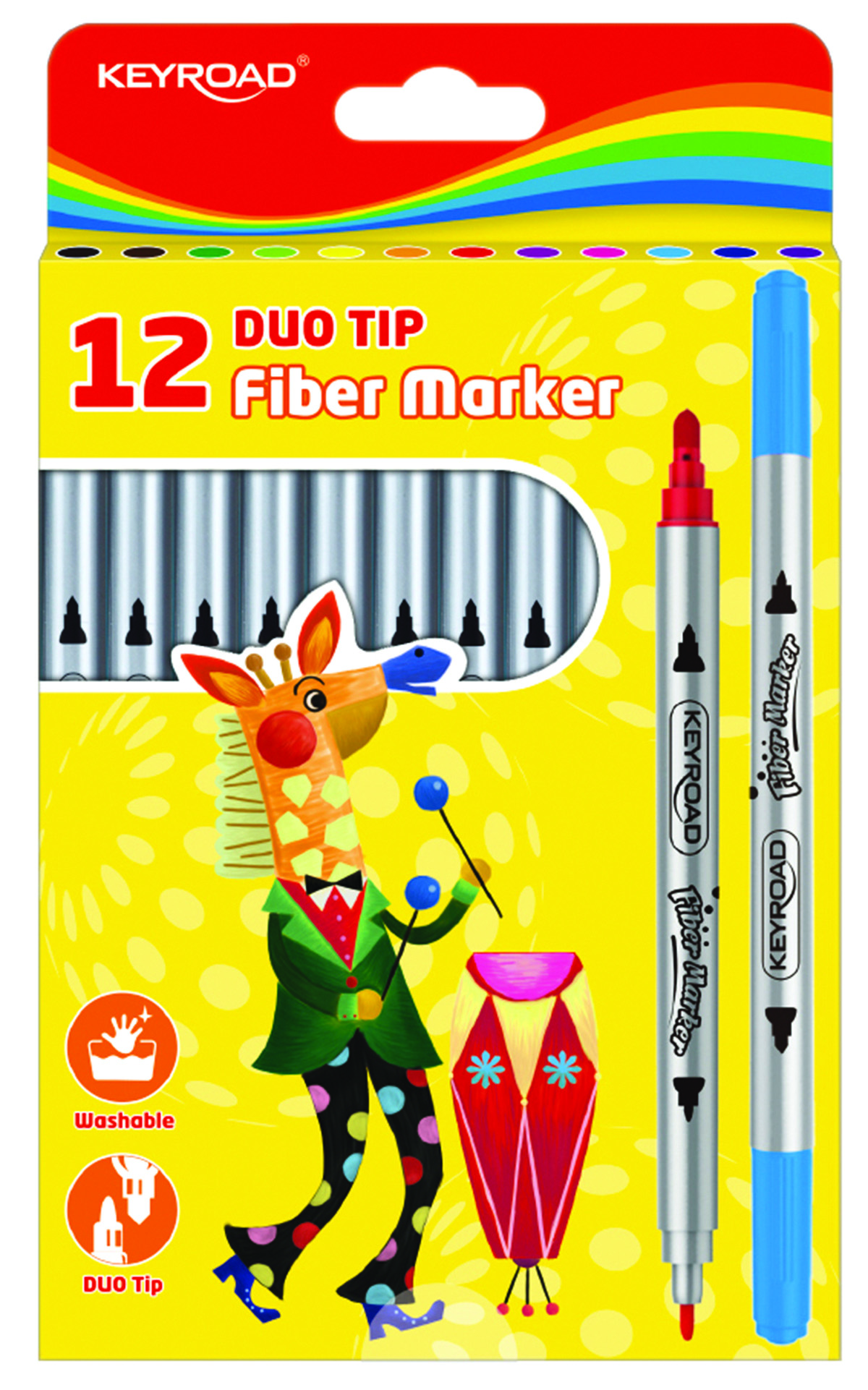 Flamastry Keyroad duo, zestaw 12 sztuk, na zawieszce, mix kolorów | espryciarze.pl |Kup od ręki!