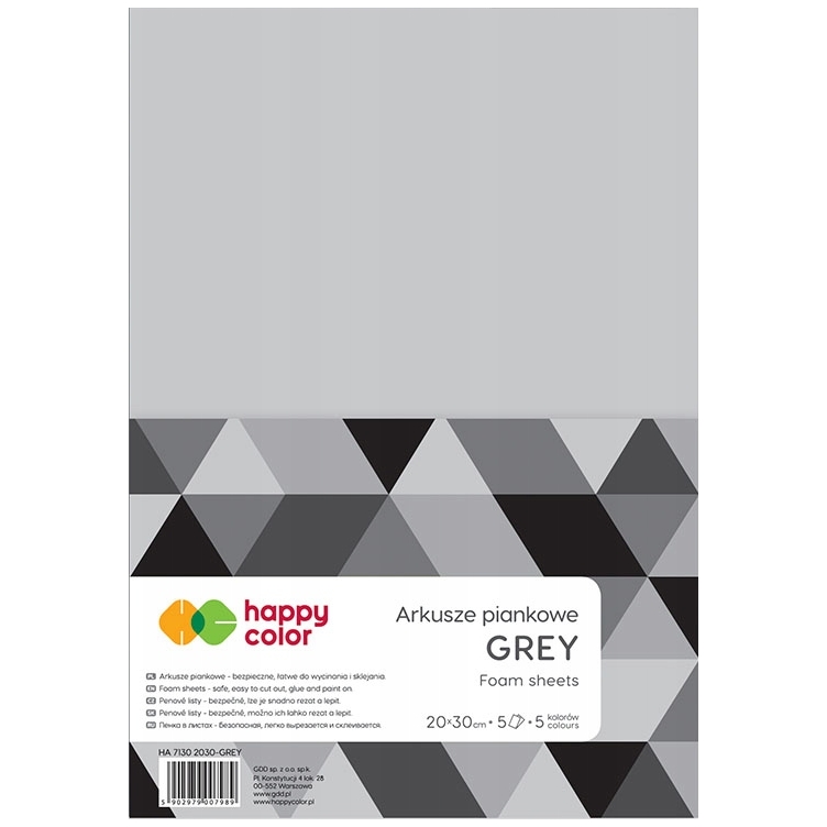 Arkusze piankowe A4, zestaw 5 sztuk, 5 odcieni szarości, Happy Color | espryciarze.pl |Kup teraz!