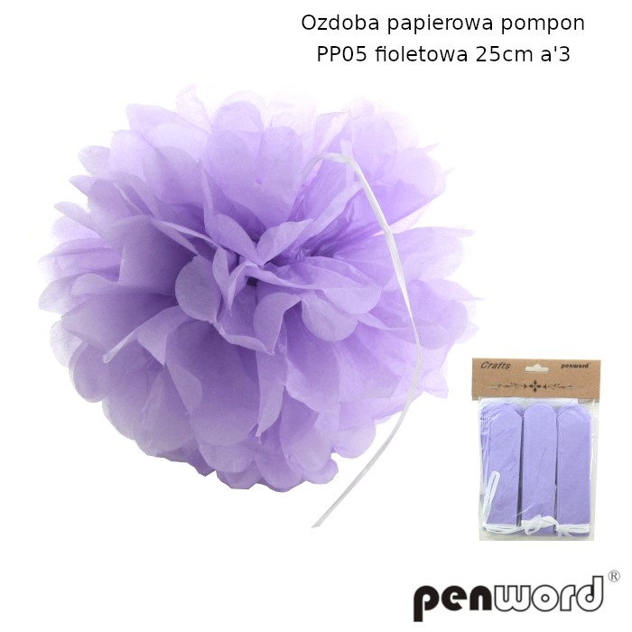Ozdoba papierowa pompon pp05 fioletowa 25cma'3 | espryciarze.pl |Zamów online!