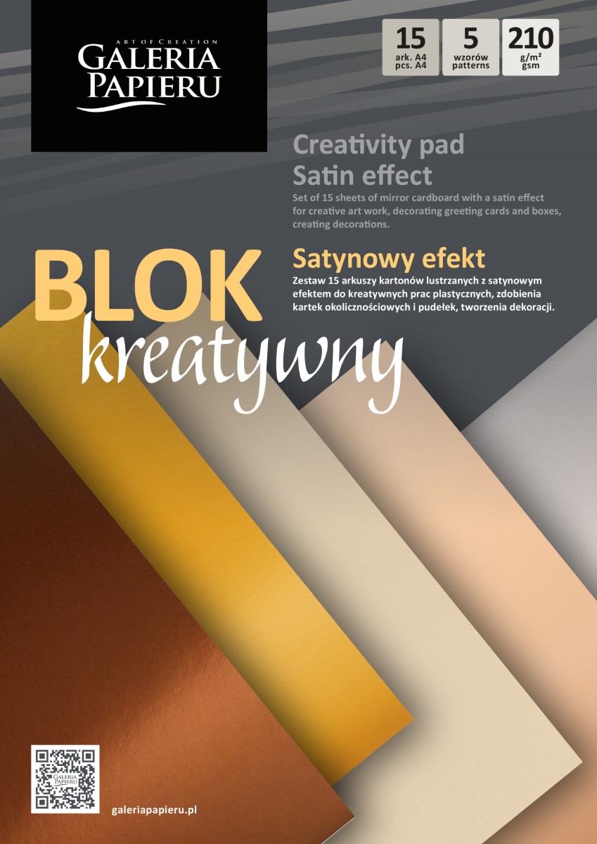 Blok kartonów lustrzanych satynowy efekt A4 210 g 5 kolorów zestaw 15 arkuszy | espryciarze.pl |Weź najlepszą cenę!