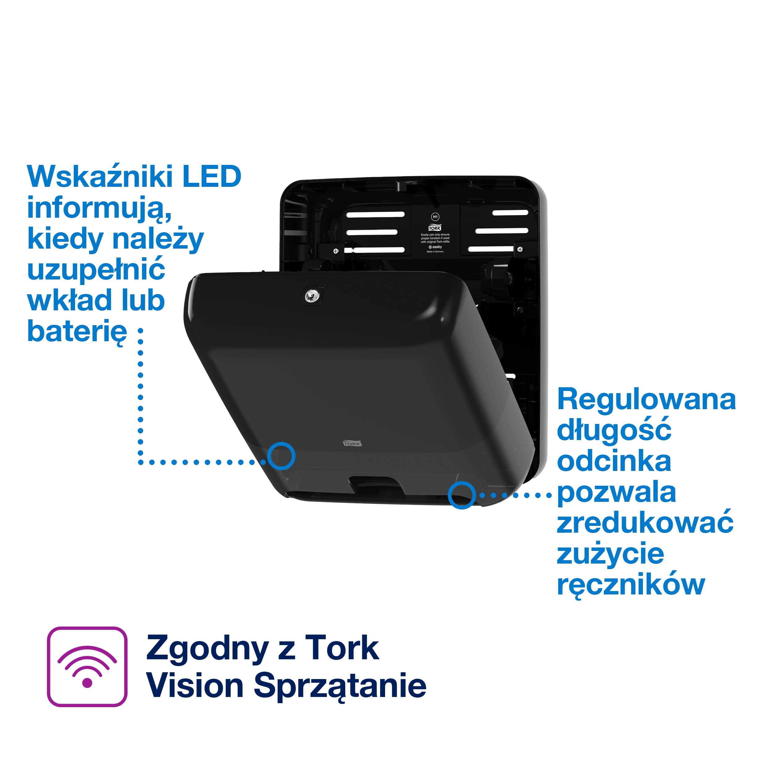 Tork matic® dozownik do ręcznika w roli z sensorem intuition™, czarny, h1, dozowanie | espryciarze.pl |Sprawdź ofertę!