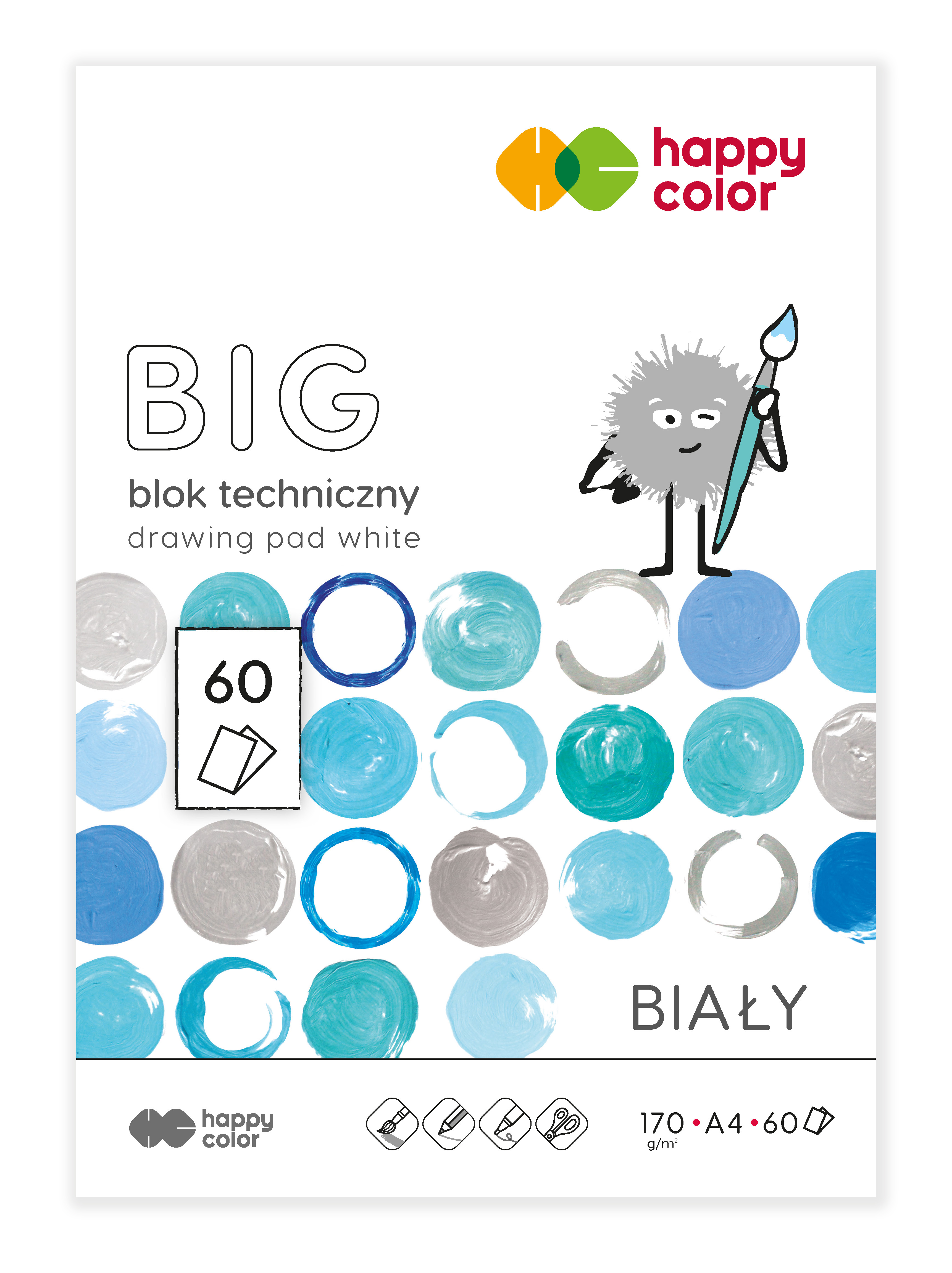 Blok techniczny biały big A4, 170 g/m2, zestaw 60 arkuszy, Happy Color | espryciarze.pl |Skorzystaj teraz!