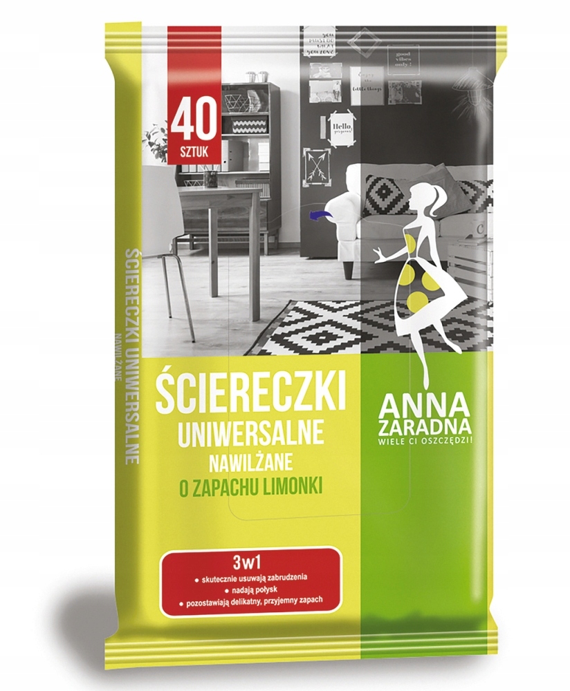 Ściereczki uniwersalne nawilżane Anna Zaradna o zapachu limonki zestaw 40 sztuk. | espryciarze.pl |Zamów dziś!