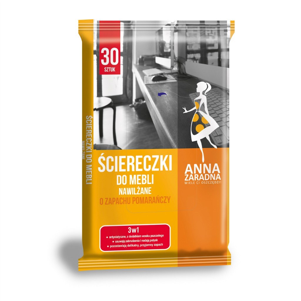 Ściereczki nawilżane Anna Zaradna do mebli o zapachu pomarańczy zestaw 30 sztuk. | espryciarze.pl |Weź najlepszą cenę!