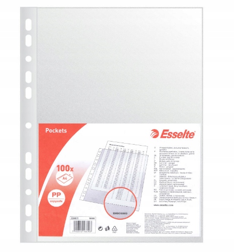 Koszulki groszkowe A4 Esselte, standard, zestaw 100 sztuk | espryciarze.pl |Nie zwlekaj!