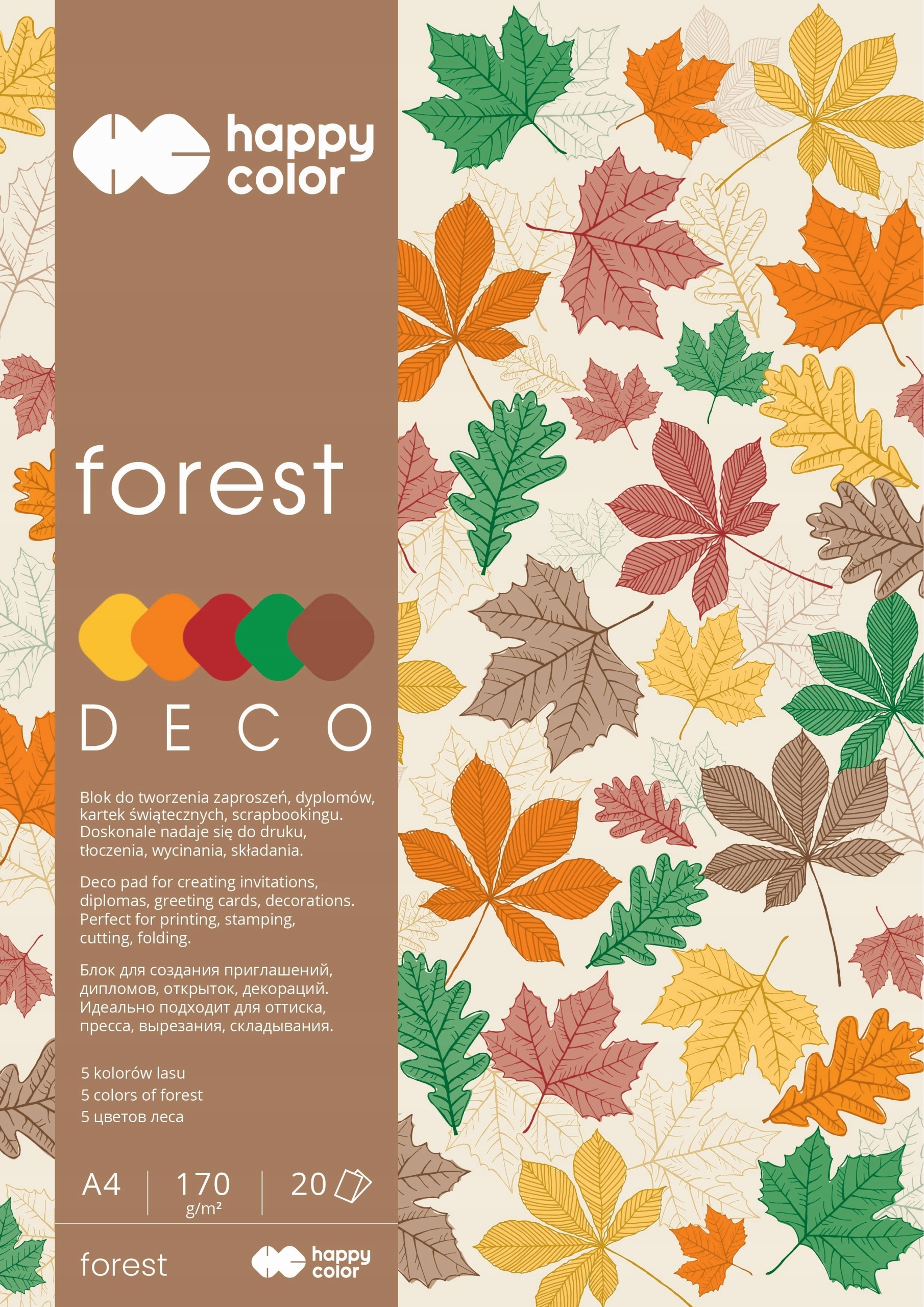 Blok deco forest A4, 170 g/m2, zestaw 20 arkuszy, 5 kolorów | espryciarze.pl |Sprawdź ofertę!