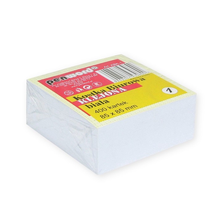 Kostka biurowa biała klejona 85x85x35 400 kartek | espryciarze.pl |Zamów dziś!