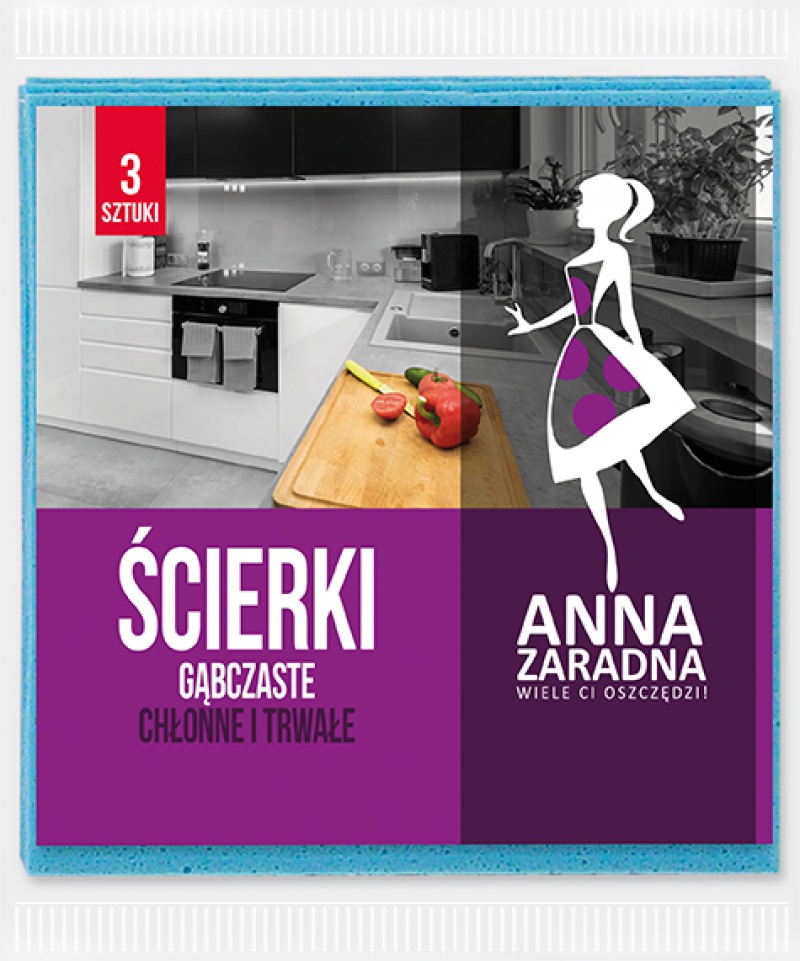 Ścierki gąbczaste Anna Zaradna, zestaw 3 sztuk., mix | espryciarze.pl |Złap promocję!
