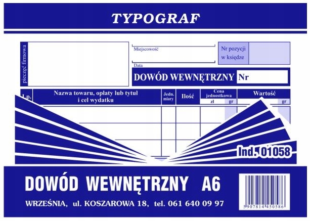 Druk dowód wewnętrzny A6 Typograf | espryciarze.pl |Kup taniej!