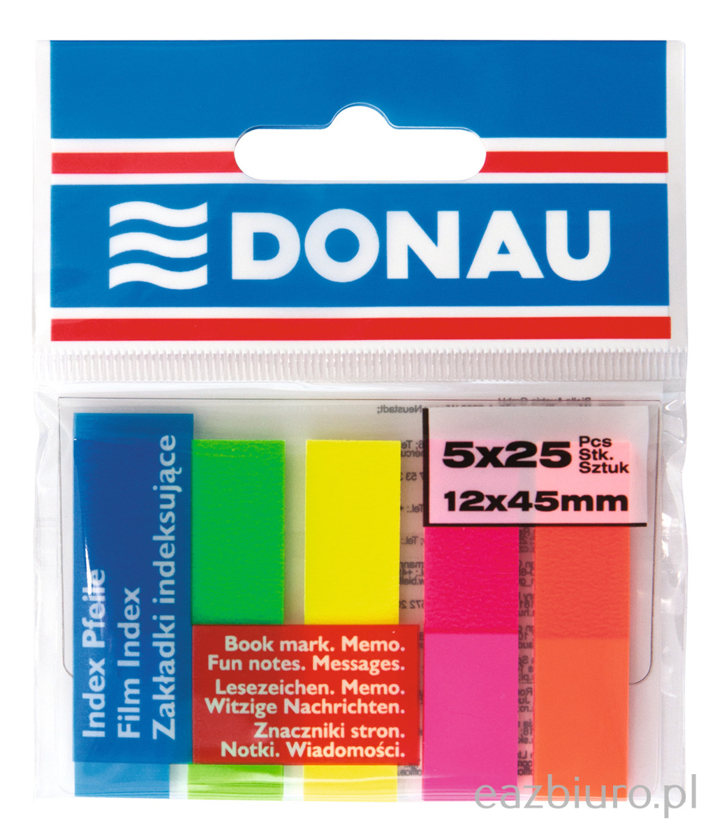 Zakładki indeksujące Donau 12 x 45 mm 5 x 25 kartek mix kolorów | espryciarze.pl |Kup taniej!