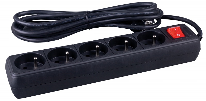 Przedłużacz 5 gniazd z wyłącznikiem 5m czarny | espryciarze.pl | Sprawdź co zyskujesz