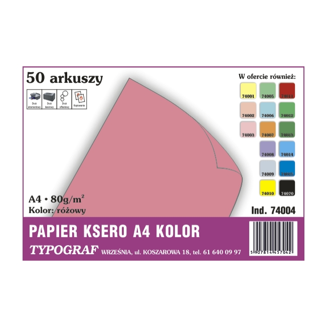 Papier ksero A4 różowy 80 g/50ark | espryciarze.pl |Kup od ręki!